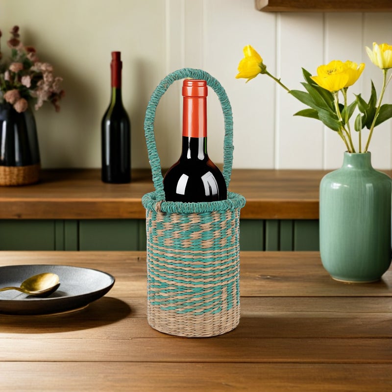 Basket: Handwoven Seagrass Storage Basket With Handles - Decorative Tall Cylinder Holder For Home Organization And Party Decor - Image 3