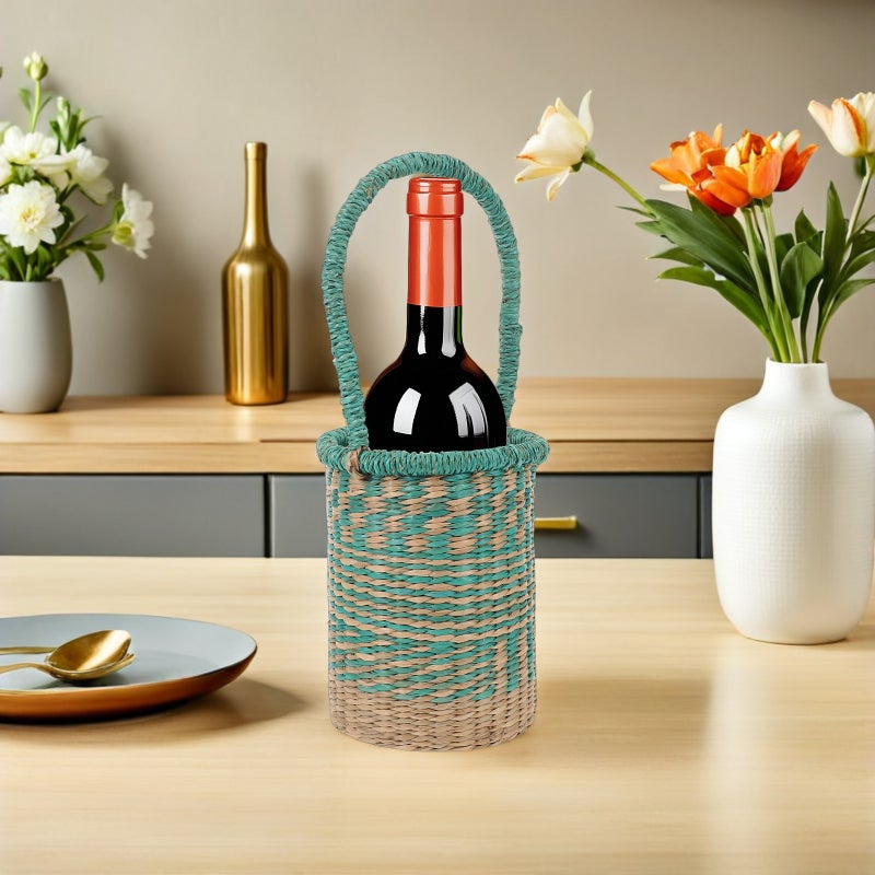 Basket: Handwoven Seagrass Storage Basket With Handles - Decorative Tall Cylinder Holder For Home Organization And Party Decor - Image 4