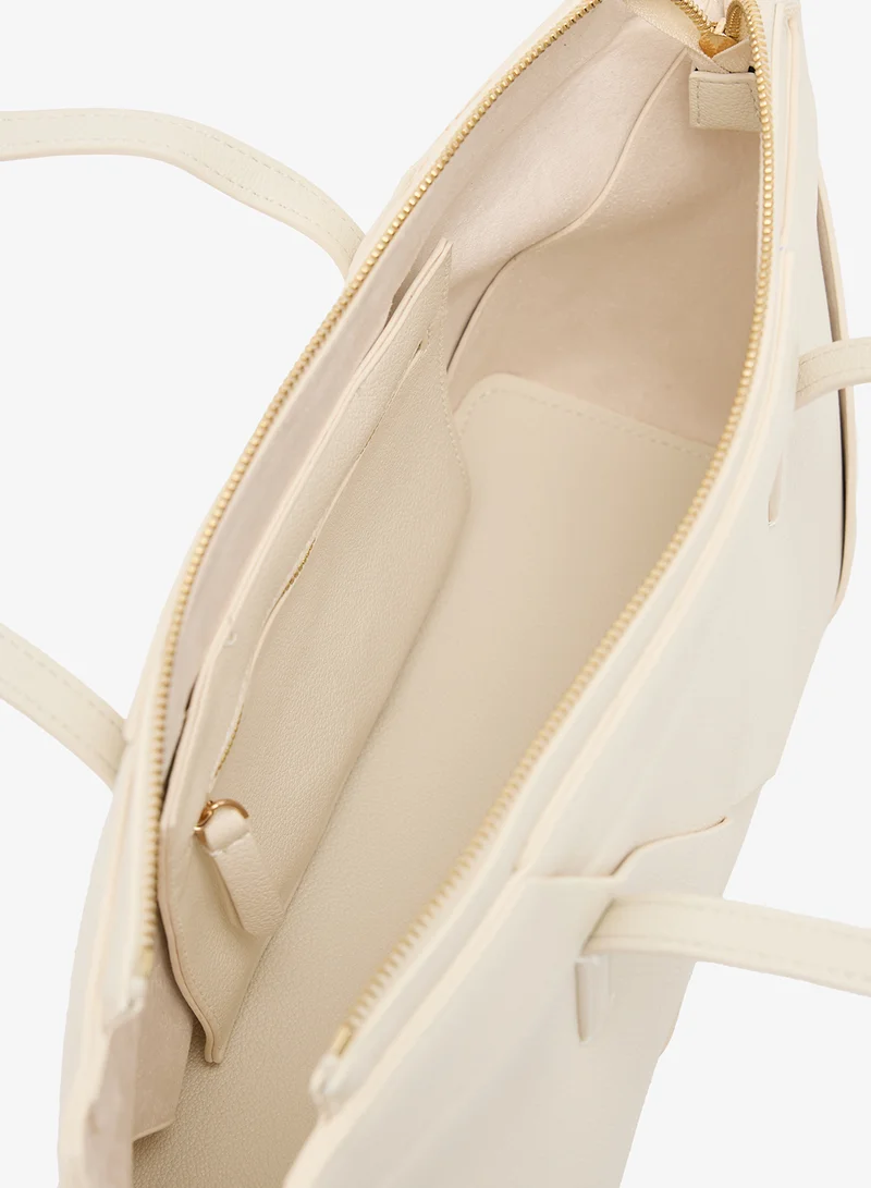 ELLA Cream structured east-to-west tote for Women | Best Price UAE