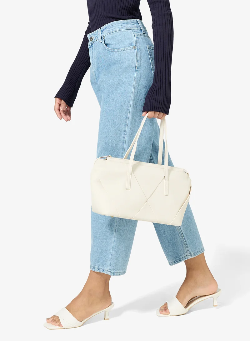 ELLA Cream structured east-to-west tote for Women | Best Price UAE