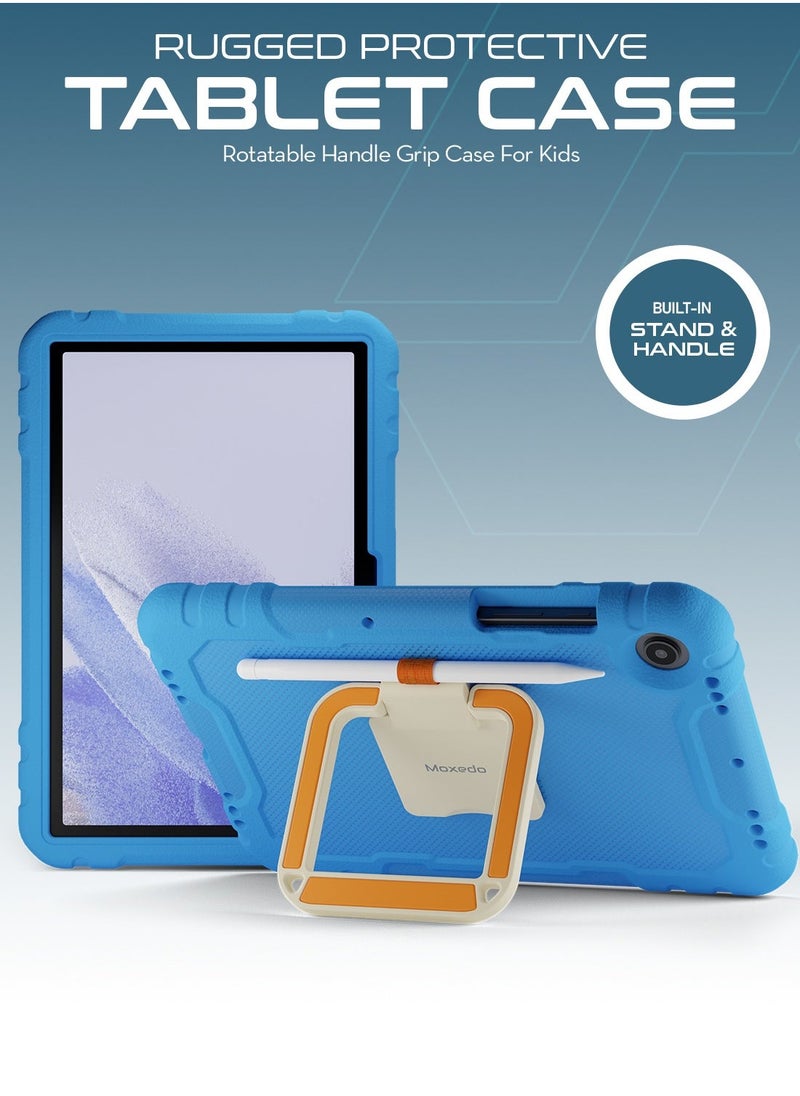 Moxedo - Moxedo Rugged Protective EVA Foam Silicone Kids Case Cover, Shockproof Foldable 360 Rotatable Stand Handle Grip with Pencil Holder Compatible for Samsung Galaxy Tab A8 Case 10.5-inch (Sky Blue) - Image 1