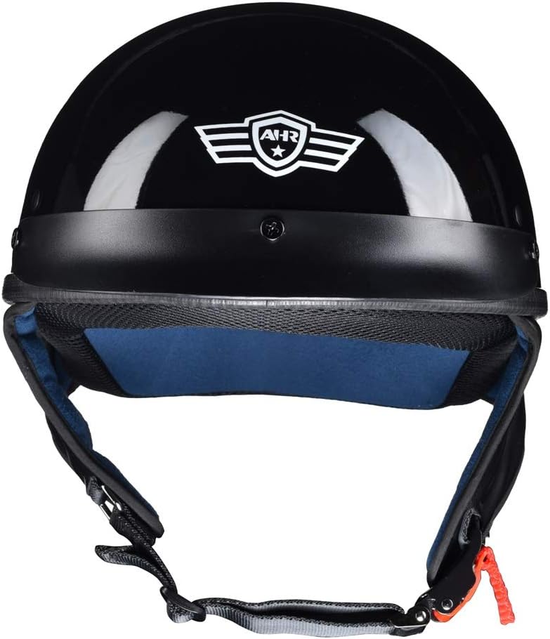 AHR Yescom Motorcycle Half Face Helmet DOT Approved - High Gloss Black, Size M - Image 5
