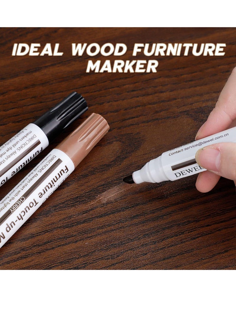 Furniture Touch Up Markers, 2 Colors Wood Scratch Repair Markers Kit, Perfect Wood Markers Pens for Scratches, Stains, Wood Floors, Tables,... - Image 1