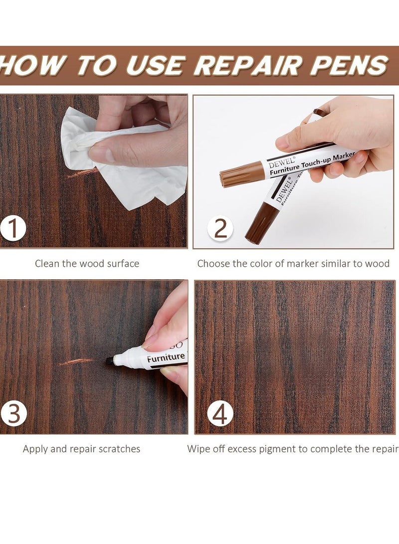 Furniture Touch Up Markers, 2 Colors Wood Scratch Repair Markers Kit, Perfect Wood Markers Pens for Scratches, Stains, Wood Floors, Tables,... - Image 2