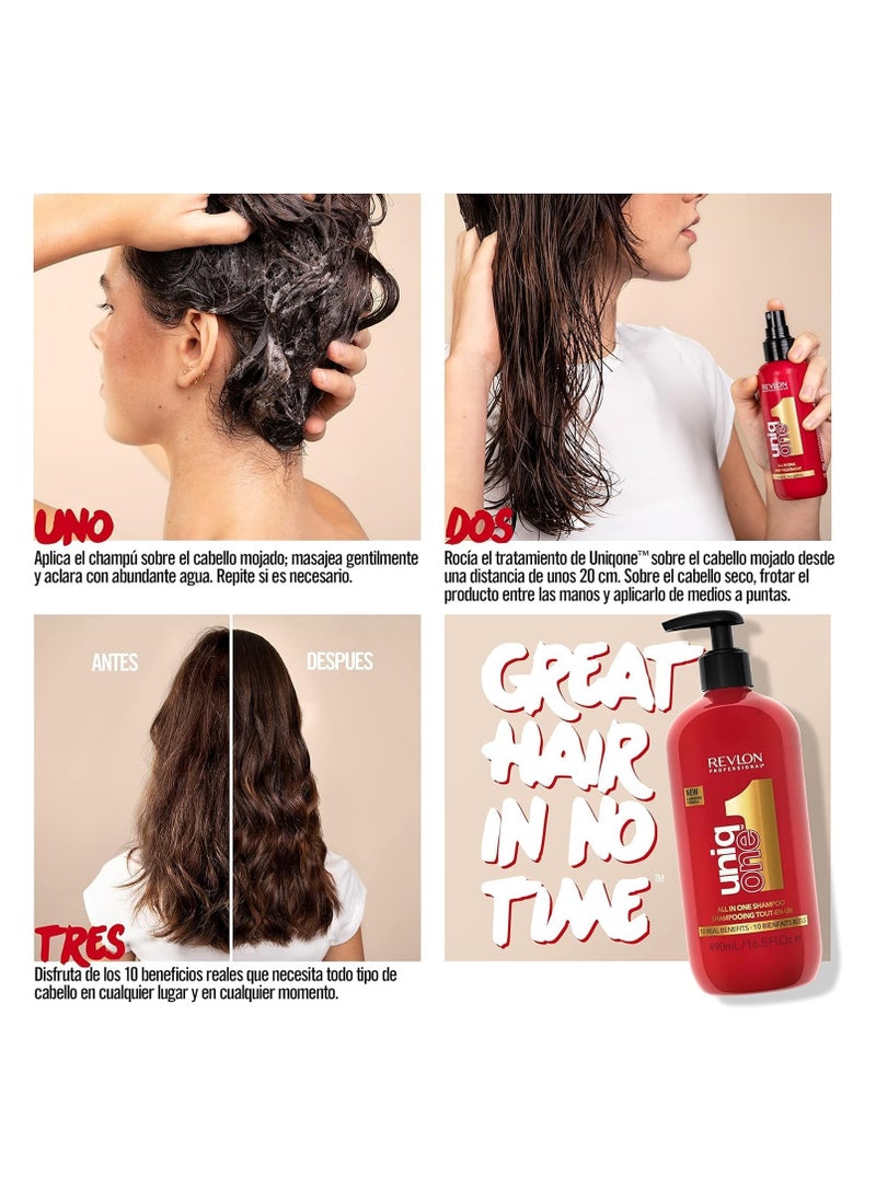 Revlon Uniqone All in One Shampoo All-In-One Conditioning  for Damaged Hair - 490 ml  - Image 4