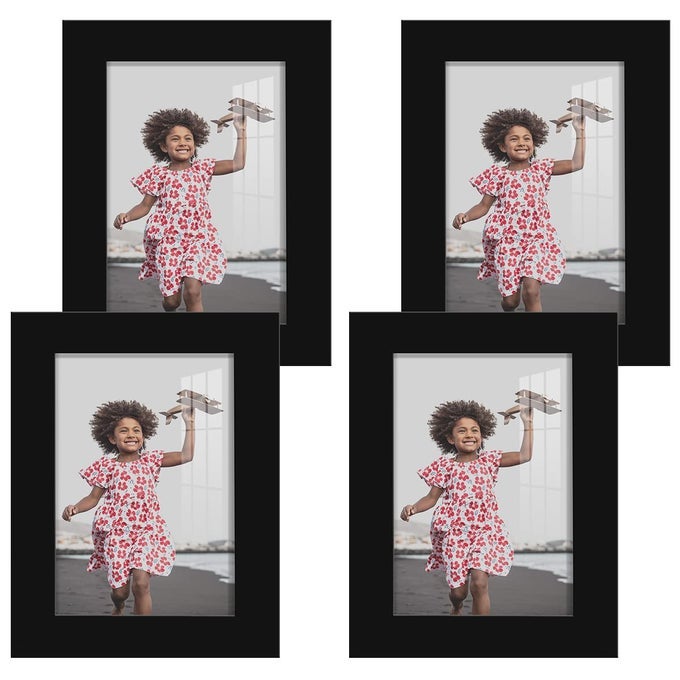 PHOTO FRAMES 35X5 INCH PICTURE FRAME SET OF 4 HIGHEND MODERN STYLE MADE OF SOLID WOOD AND HIGH DEFINITION GLASS READY FOR WALL AND TABLETOP PHOTO DISPLAY BLACK FRAME 35X5