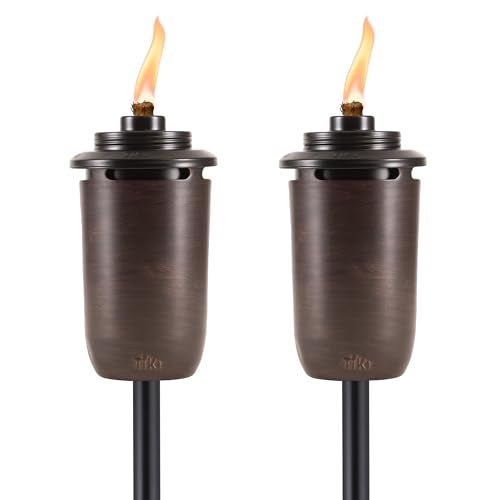 TIKI 2Pack Honey Copper Outdoor Torches Easy Install Decorative TIKI Torches for Patio Backyard Garden Includes LongLasting Wicks Snuffer WeatherResistant Bronze - Image 1