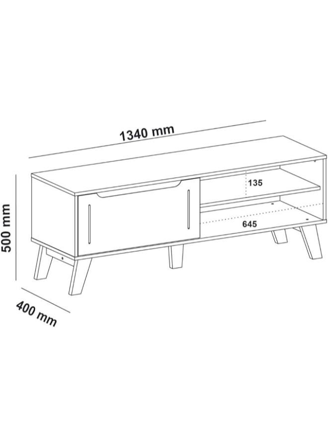 Generic Artely Lotus Rack – Oak and Off-White Contemporary TV Stand for Stylish Storage  - Image 2