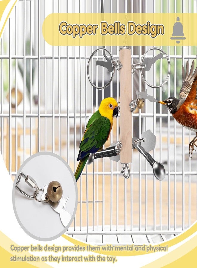 VINGVO Parrot Bird Toys with Metal Spoons, Stainless Steel Keys Rings Toy, Intelligence Development Crisp Sound Toys for Amazons Mini Medium Large Macaws African Greys Cockatoos Eclectus - Image 5