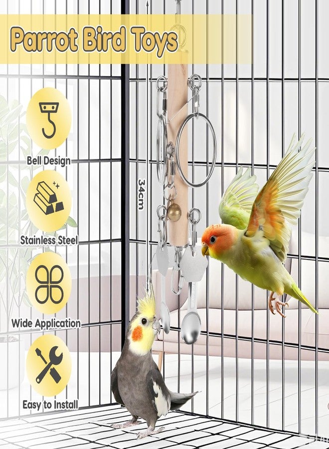 VINGVO Parrot Bird Toys with Metal Spoons, Stainless Steel Keys Rings Toy, Intelligence Development Crisp Sound Toys for Amazons Mini Medium Large Macaws African Greys Cockatoos Eclectus - Image 3