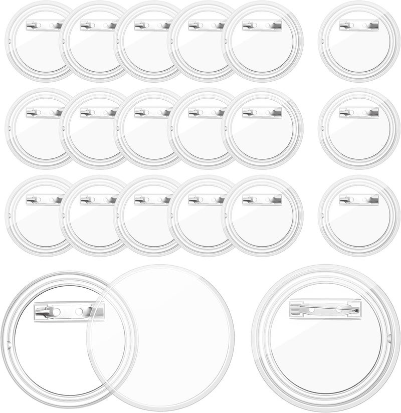 Bignc 1.7 Inch Clear Acrylic Button Pins - 20 Pack DIY Custom Design Buttons, Pin Backs & Blanks for Sublimation, Crafts, Photo Badges for DIY Gifts & School Projects,Teams, Events Badges - Image 1