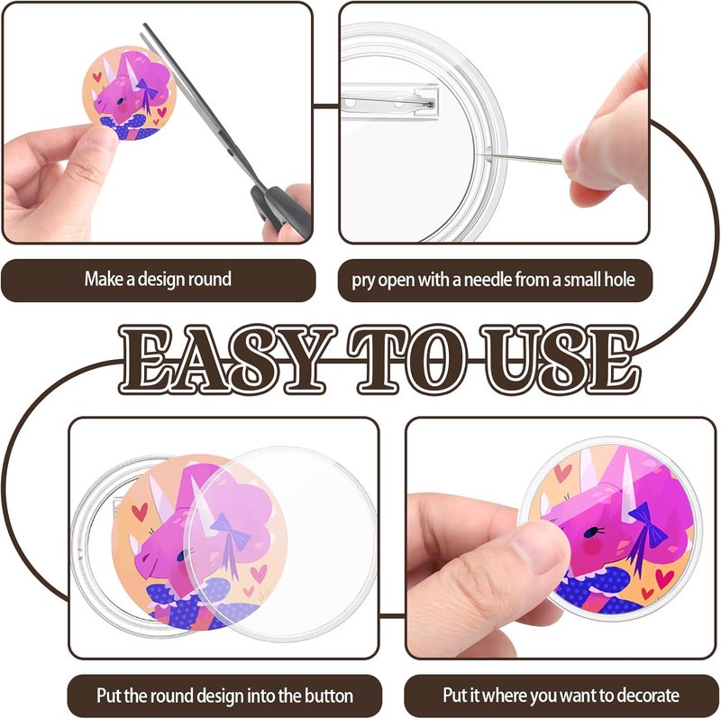 Bignc 1.7 Inch Clear Acrylic Button Pins - 20 Pack DIY Custom Design Buttons, Pin Backs & Blanks for Sublimation, Crafts, Photo Badges for DIY Gifts & School Projects,Teams, Events Badges - Image 3