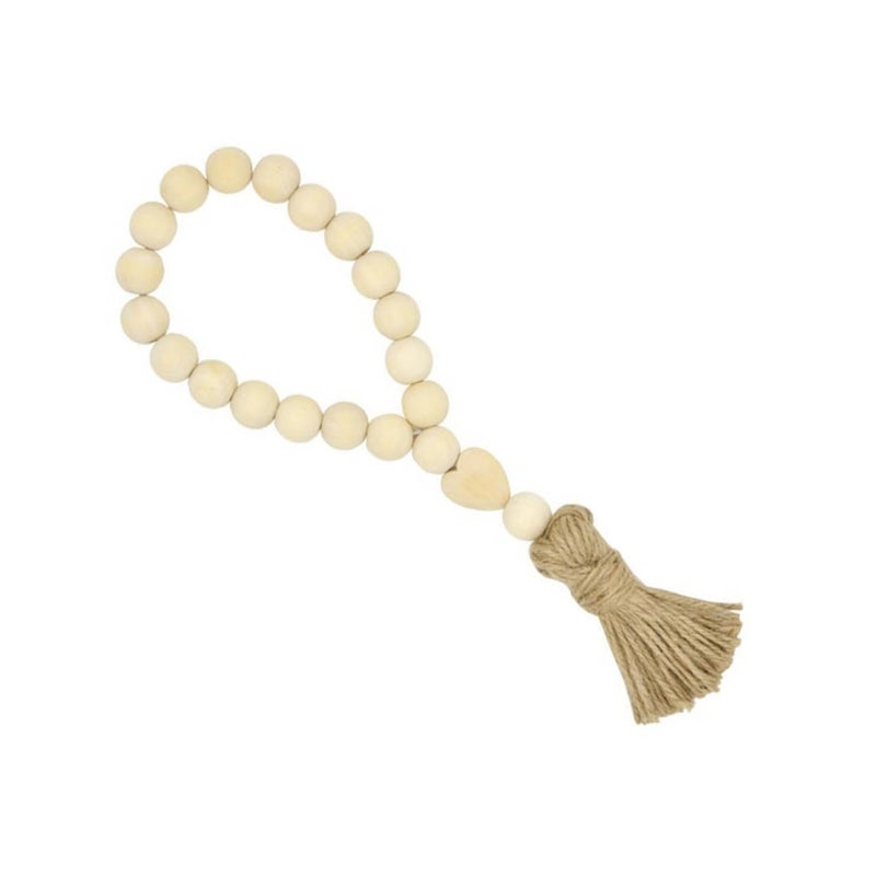 Garneck Wood Bead GarlandFarmhouse Tassels Beads Rustic Country Decor Prayer Beads for Home Door Knob Christmas Decoration