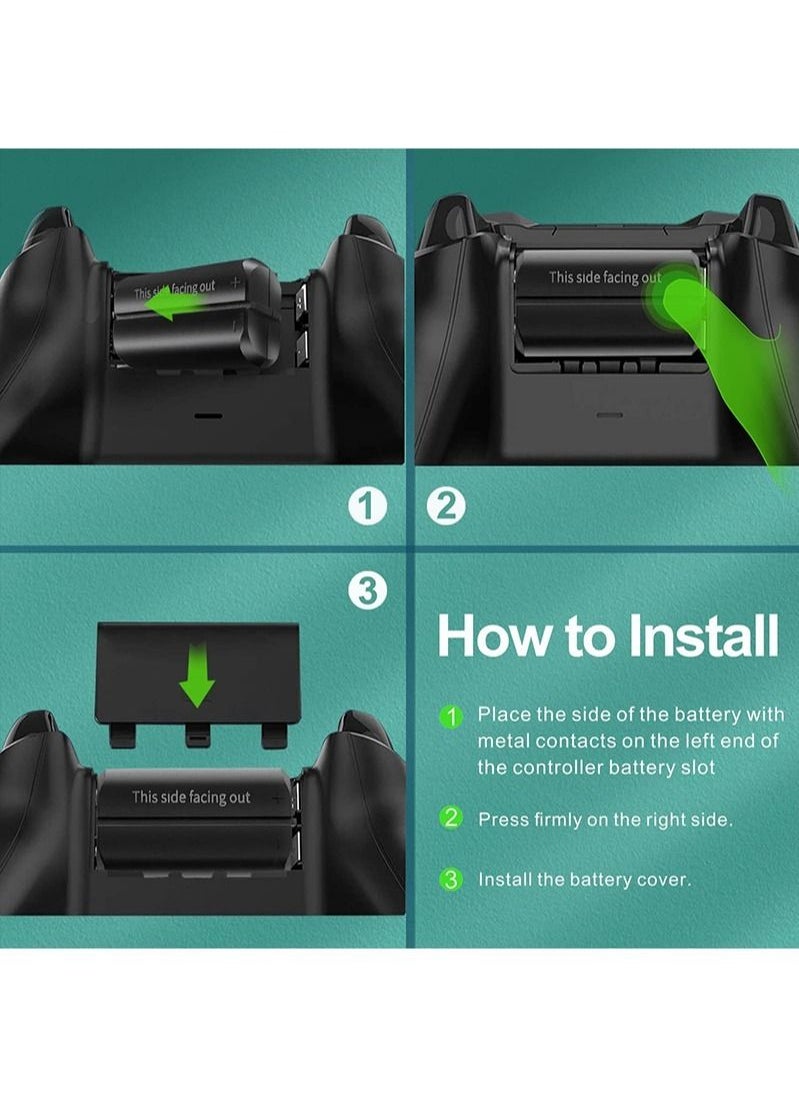 AOLION - Rechargeable Battery Pack for Xbox Controller, 4x1100mAh Battery with Charger, Rechargeable Battery Charger Compatible with Xbox Series X|S/Xbox One/Xbox One S/X Controllers - Image 1