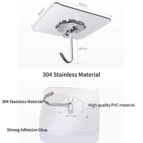 Raxon Self Adhesive Plastic Wall Hooks Heavy Duty Sticky Hooks for Hanging 10KG Waterproof Transparent Adhesive Hooks for Wall Wall Hangers for Kitchen Bathroom Bedroom Accessories Pack of 30 - Image 5