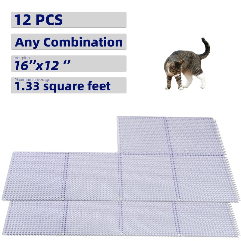 BYTEBAY 12 Pack Scat Mats for Cats with Interlocking Design, Adjustable Safe Spike Mat for Protective Deterrent, 16x13 Inch Indoor Outdoor All-Season Repellent - Image 5