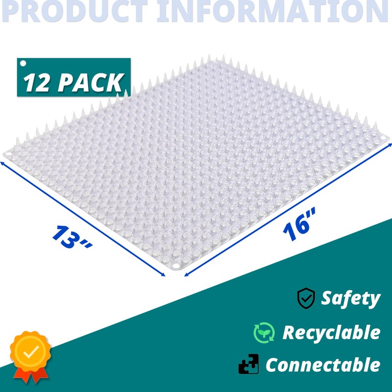 BYTEBAY 12 Pack Scat Mats for Cats with Interlocking Design, Adjustable Safe Spike Mat for Protective Deterrent, 16x13 Inch Indoor Outdoor All-Season Repellent - Image 2