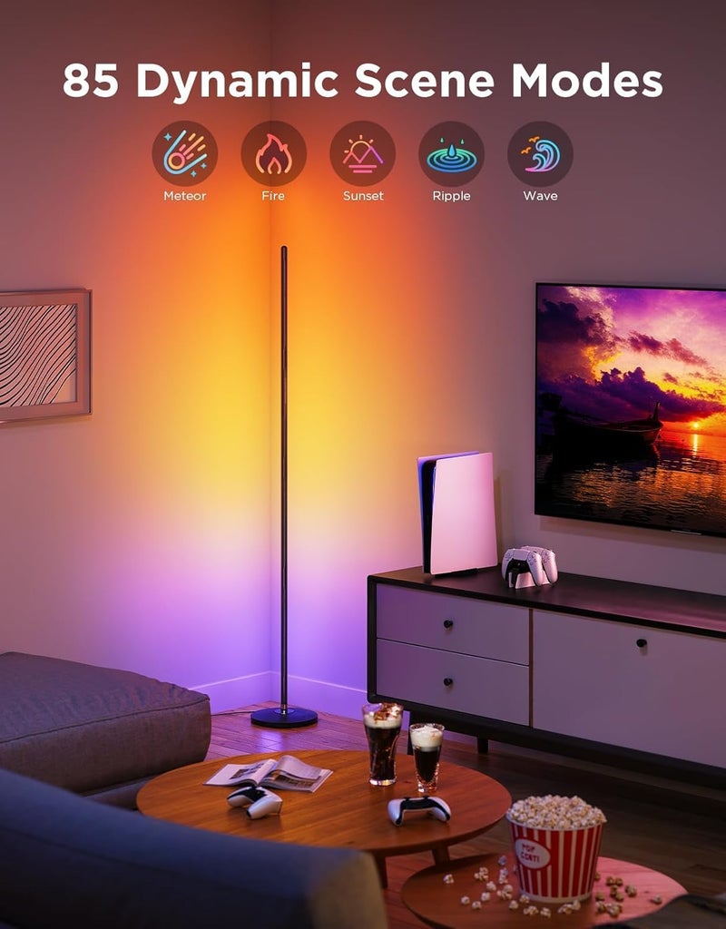 Govee RGBIC Floor Lamp, LED Corner Lamp Works with Alexa, 1000 Lumen Smart Modern Floor Lamp with Music Sync and 16 Million DIY Colors, Color Changing Standing Floor Lamp for Bedroom Living Room Black - Image 3