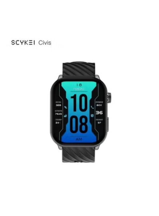 Scykei Civis Smartwatch 2.1″ Curved AMOLED display with always‑on mode, crystal‑clear Bluetooth calls, and 100+ sports modes with up to 30 days Stand By of battery life Black - Image 1