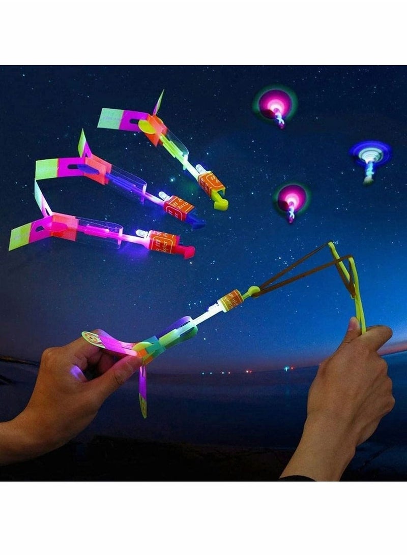 Helicopter Flying Toy, Rocket Slingshot Toy, with LED Lights Glow in The Dark, Fun Party Supplies for Birthday Gifts, Outdoor Game for Children Kids, Educational Toys for Children (10pcs)  - Image 4