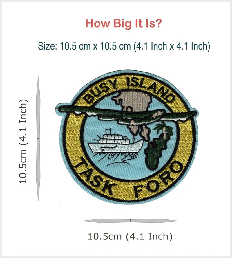 Generic Task Foro Busy Island Applique Embroidered Sew-on Patch ; Size: 10.5cm x 10.5cm for Jackets, Caps, T-Shirts, Bags, Jeans, Pants, Outdoor Clothing ; Imported from Malaysia (1 Piece). (Code: M-10)  - Image 2