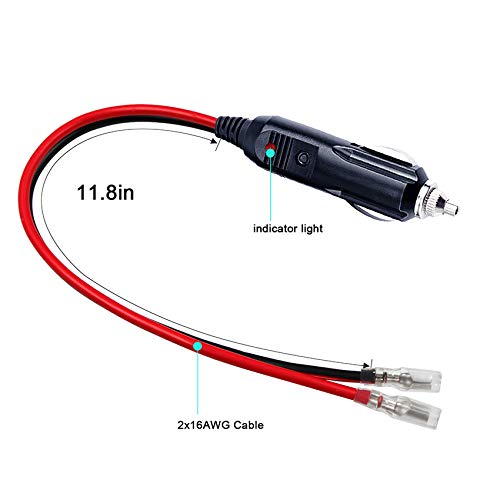 SPARKING [1PACK] 12Volt Replacement Cigarette Lighter Male Plug with Leads - Car Adapter Dc Battery Charger Kit Connectors Cigar Plugs Power Supply Accessories Heavy Duty Cord Auto Cable Led Light 15Amp - Image 4