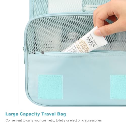 Storescent Girls' Hanging Carry-On Case Cosmetic Bag for Vacation, Trips, and Gym (Beige) with Set of 3 Refillable Food Grade Travel Bottles - Image 5
