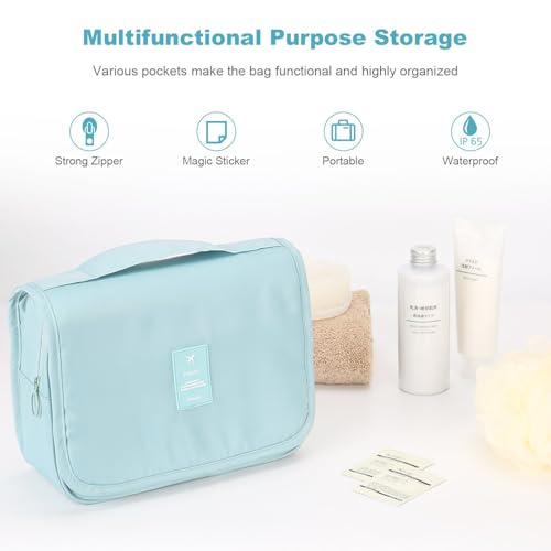 Storescent Girls' Hanging Carry-On Case Cosmetic Bag for Vacation, Trips, and Gym (Beige) with Set of 3 Refillable Food Grade Travel Bottles - Image 4