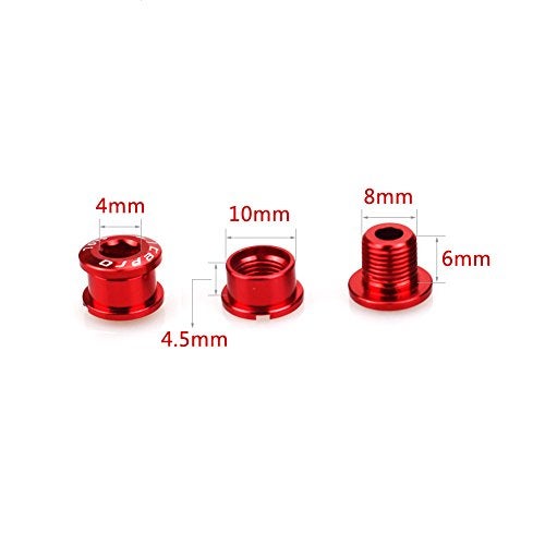 CYSKY Single Chainring Bolts 5 Pack M8 Single Short Chain Ring Bolts Fit for Road Bike, Mountain Bike, BMX, MTB, Fixie (Aluminum Alloy, CNC, Red) - Image 3