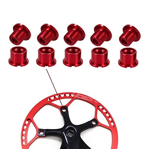 CYSKY Single Chainring Bolts 5 Pack M8 Single Short Chain Ring Bolts Fit for Road Bike, Mountain Bike, BMX, MTB, Fixie (Aluminum Alloy, CNC, Red) - Image 4