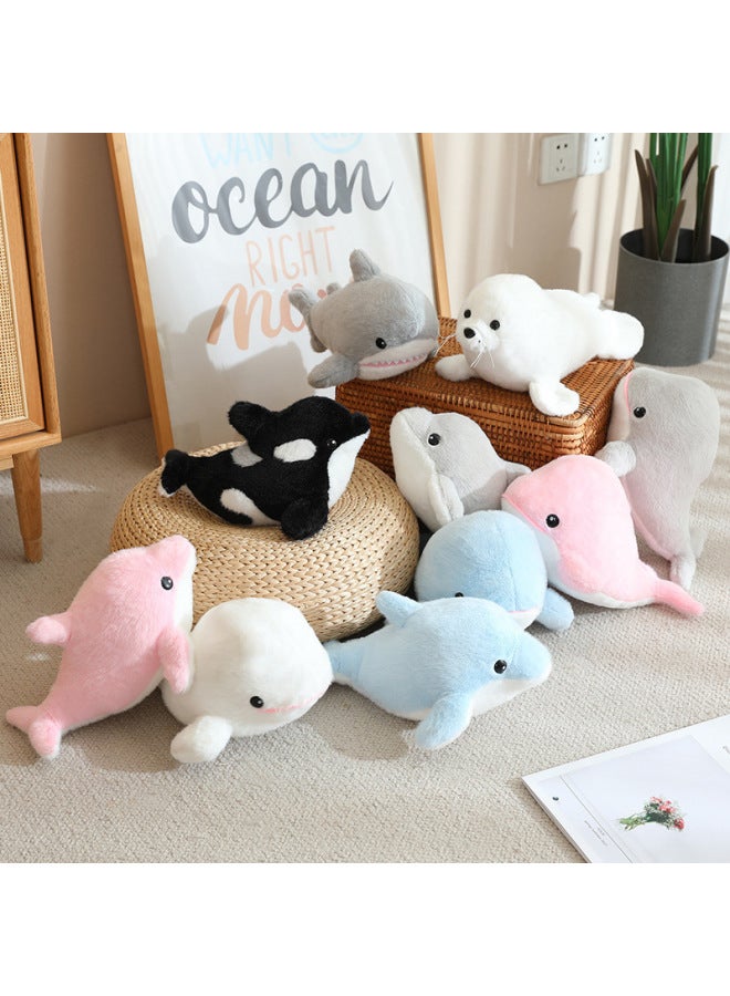 Cute Cartoon Sea Animal Plush Toy Dolphin Whale Shark Seal Killer Whale Kids Doll Creative Doll-Specification:Killer Whale - Black And White-Color:28CM  - Image 2