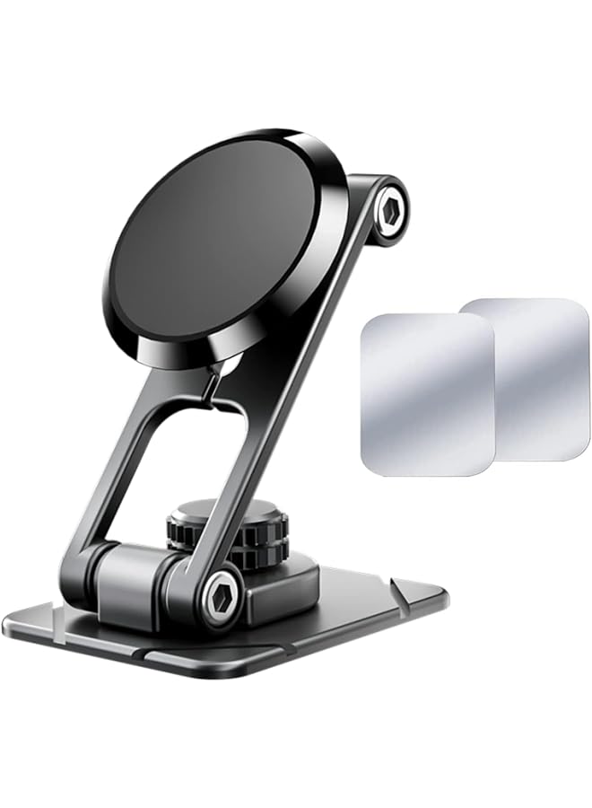 Excefore Magnetic Phone Holder For Car - Alloy Folding Magnetic Car Phone Holder,Strong 6 Magnets, 360° Rotation, And Foldable Arm For All Phones - Image 1