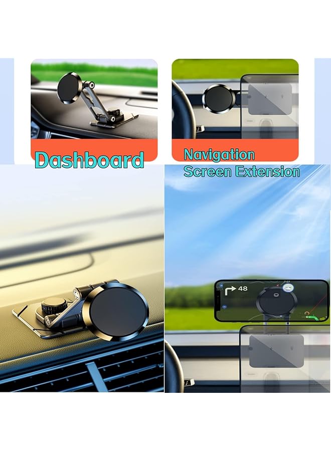 Excefore Magnetic Phone Holder For Car - Alloy Folding Magnetic Car Phone Holder,Strong 6 Magnets, 360° Rotation, And Foldable Arm For All Phones - Image 3