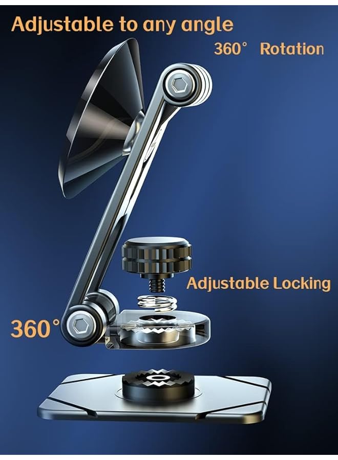 Excefore Magnetic Phone Holder For Car - Alloy Folding Magnetic Car Phone Holder,Strong 6 Magnets, 360° Rotation, And Foldable Arm For All Phones - Image 5