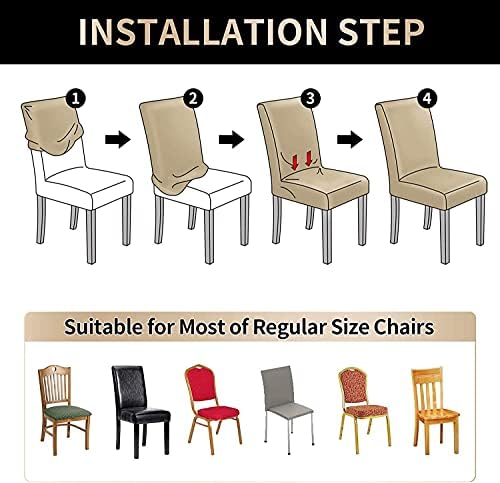 Styleys Polyester Chair Covers Elastic Stretchable Removable Washable Dining Chair Cover Protector Seat Slipcovers Pack of 4 SD17 Brown - Image 5
