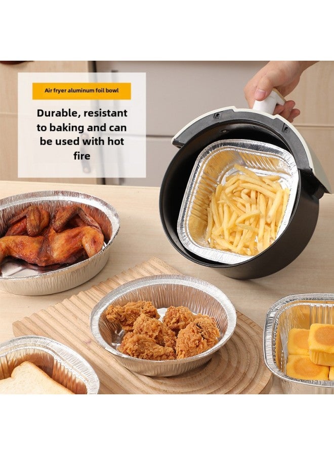 Tin Paper Box Barbecue Special Household Air Fryer Tin Paper Plate Bowl Commercial Takeaway Disposable Packaging Aluminum Foil Lunch Box-Specifications:Square 18*18-Color:10 PE Bags - Image 2