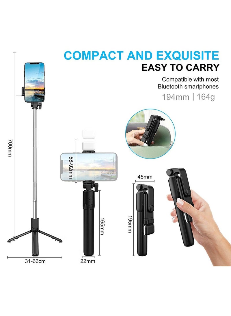Raxoom Selfie Stick with LED Fill Light, Phone Tripod Stand with Detachable Bluetooth Wireless Remote Compatible with iPhone 12/11/XR/X/Pro, Galaxy S10 and More(Black-White Lights) - Image 3