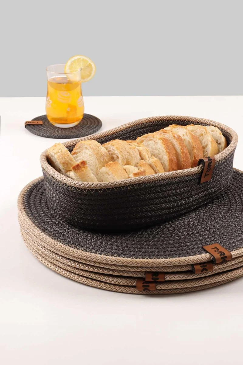 Pikas Jute Wicker Basket Set - Multi-Purpose Organizer, Bread Bin, Jute Shallow Wicker Basket, 100% Handmade