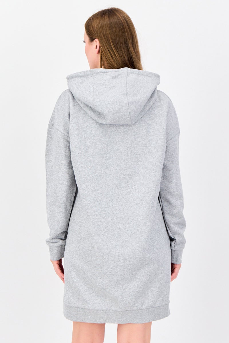Lyle & Scott Women Hooded Embroidered Logo Sweater Dress, Grey - Image 2