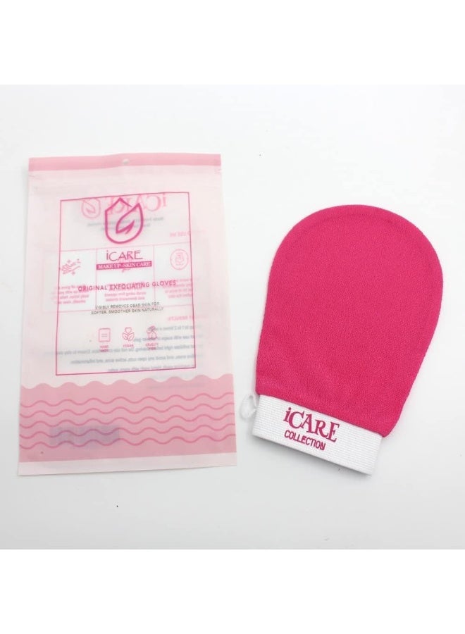 iCARE Original Korean Exfoliating Glove To Remove Dead Skin - Bath Washcloth - Shower Towel - SPA at home - Reusable (Dark Pink) - Image 2