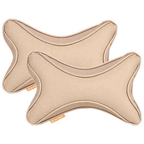 AUTOFIT Car Neck Rest Pillow for All Cars, (Beige Dot) - Set of 2 - Image 1