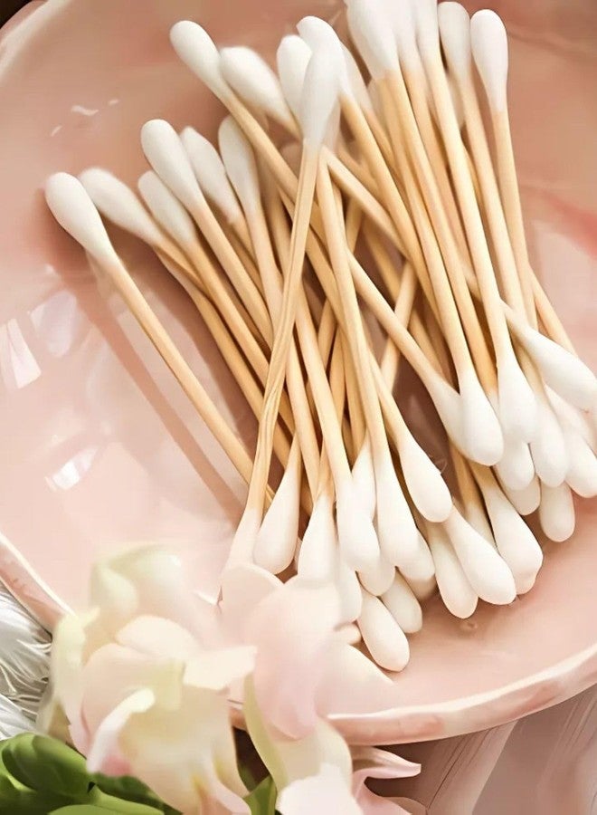بيسيكير أعواد قطنية طبيعية وسميكة لتنظيف الأذن | أعواد قطنية خشبية قوية، أعواد قطنية من الخيزران لتنظيف الأذنين | أعواد لاصقة لتنظيف شمع الأذن (100 قطعة) - Image 5