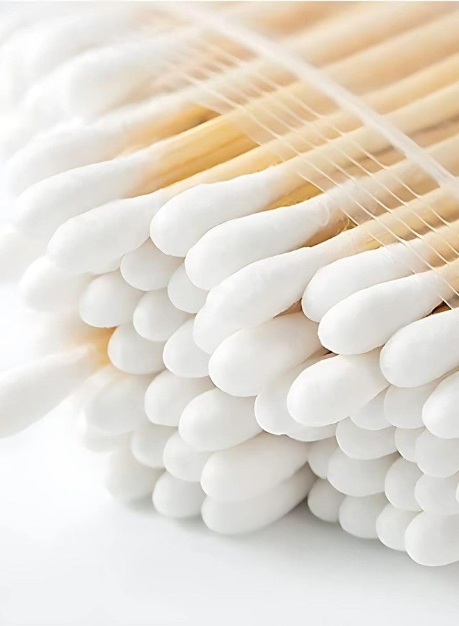 بيسيكير أعواد قطنية طبيعية وسميكة لتنظيف الأذن | أعواد قطنية خشبية قوية، أعواد قطنية من الخيزران لتنظيف الأذنين | أعواد لاصقة لتنظيف شمع الأذن (100 قطعة) - Image 1