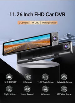 Digisand 3 Camera Dash Cam 4K Car DVR Front Inside Rear 1080P GPS 64GB Card Night Vision Video Registrator Dashcam  - Image 2