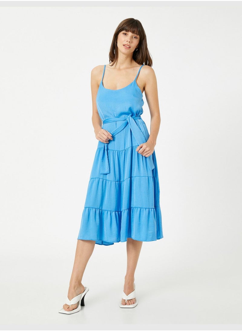 KOTON Tiered Midi Dress Strappy Waist Banded  - Image 2