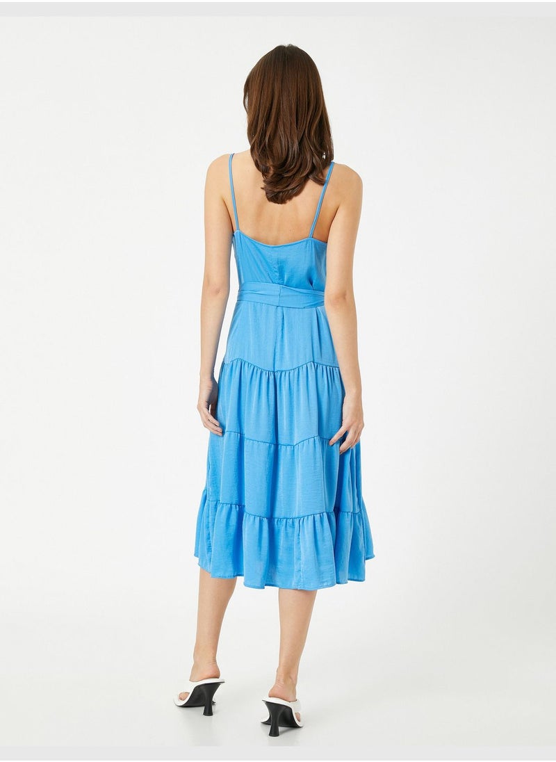 KOTON Tiered Midi Dress Strappy Waist Banded  - Image 4