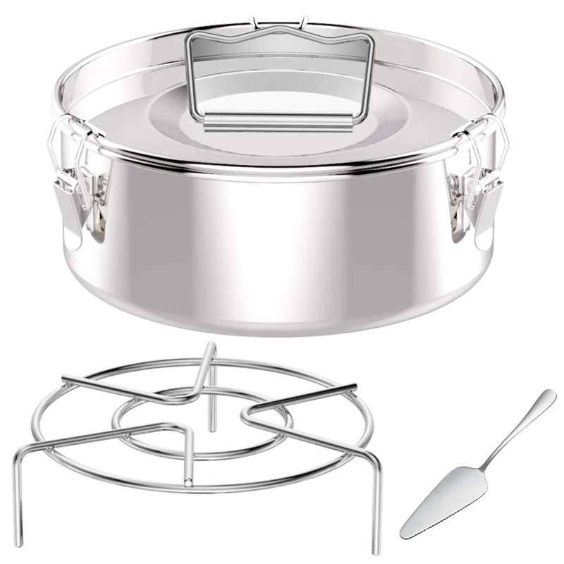 Lcilent Flan Mold with Lid, Stainless Steel Flan Pan for Instant Pot 6QT(3QT, 8QT Avail) - Flanera Flan Maker Come with Rack and Spatula - Image 1