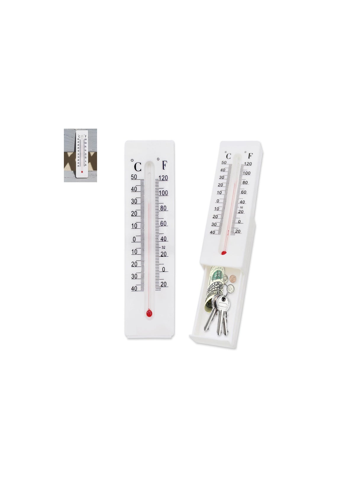 Hidden Key Compartment SYOSI Key Cabinet Outdoor, Hide a Key, Thermometer Decorative Hide a ...