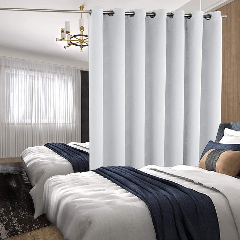 BGment Room Darkening Blackout Curtains Fashion Sliding Door Curtain 100 X 84 Inches  Wide Thermal Room Divider Window Curtain  1 Panel  Greyish White  84 Length X Wide 100 - Image 3
