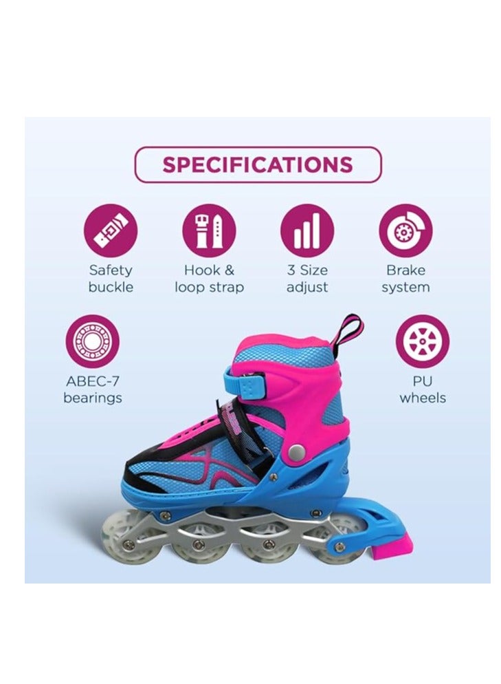 ENDLESS  EL1027 Inline Adjustable Skates Medium Size 34 EUR (UK 1.5) - 38 EUR (UK 5) for 6 to 12 Years | Aluminium Chassis and 70 mm PU Wheels | All Wheels Flash, ABEC 7 Bearings  - Image 3